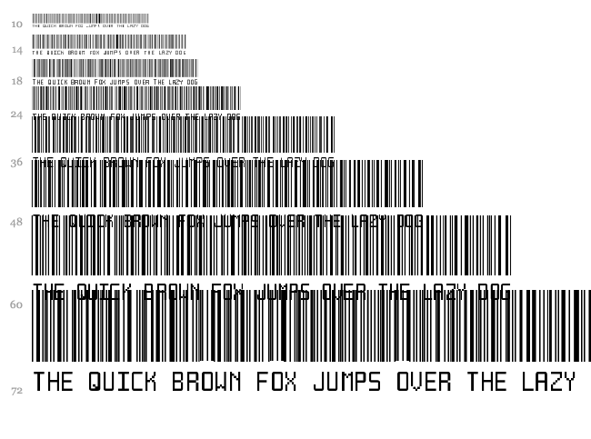 Another Barcode font waterfall